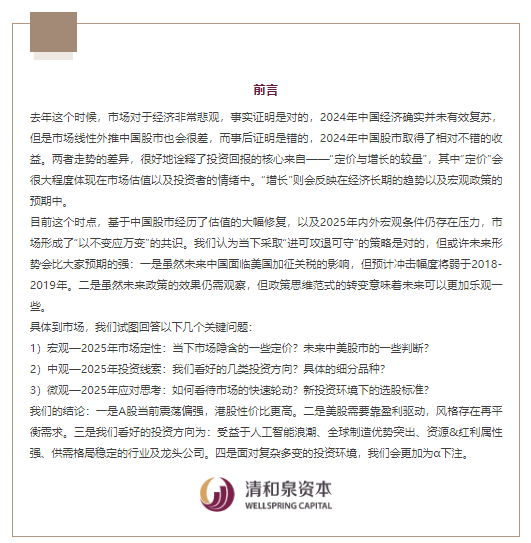 清和泉年度策略｜2025发展重回优先：形势比人强 看好四大投资方向