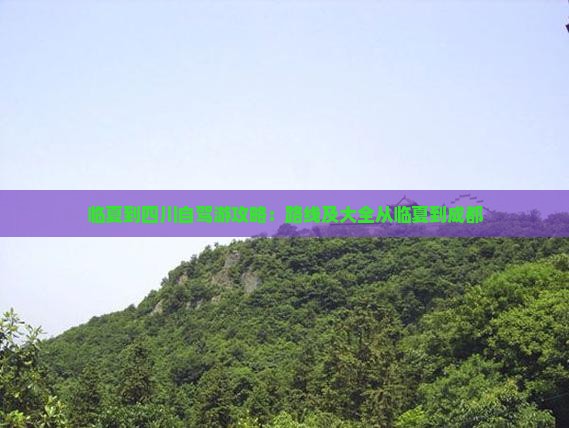 临夏到四川自驾游攻略：路线及大全从临夏到成都