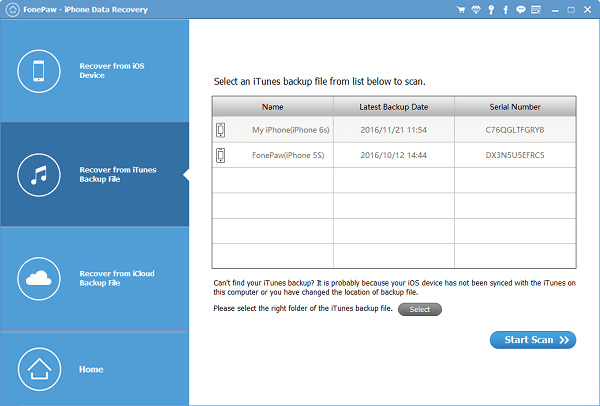 Fo<i></i>nePaw iPhone Data Recovery截图