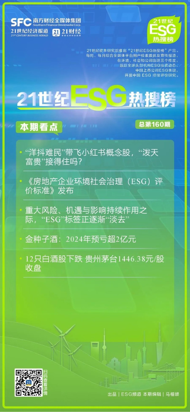 “洋抖难民”带飞小红书概念股；金种子酒2024年预亏超2亿元丨21世纪ESG热搜榜（第160期）